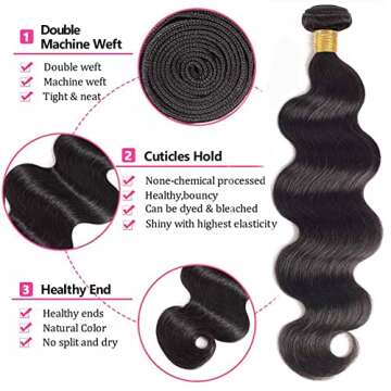YAREESONG Body Wave Bundles Human Hair Bundles 22 24 26 inch 100% Unprocessed Bundles Human Hair Weft 10A Brazilian Virgin Hair Weave Bundles Human Hair