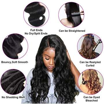 YAREESONG Body Wave Bundles Human Hair Bundles 22 24 26 inch 100% Unprocessed Bundles Human Hair Weft 10A Brazilian Virgin Hair Weave Bundles Human Hair