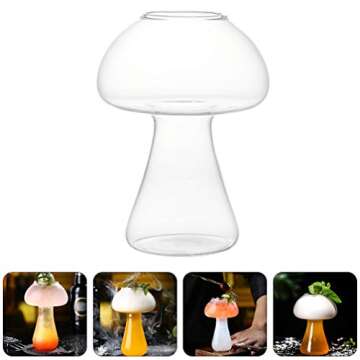 Hemoton Mushroom Glass Cup Creative Mushroom Glasses Drinking Glasses Beverages Mug 280ml Wine Cocktail Glass Juice Cup for Parties Wedding KTV Bar Club