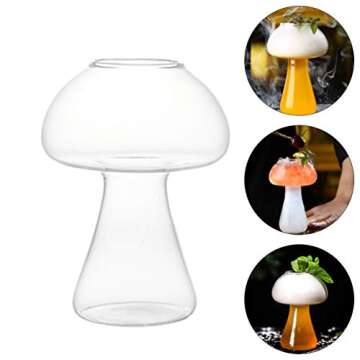 Hemoton Mushroom Glass Cup Creative Mushroom Glasses Drinking Glasses Beverages Mug 280ml Wine Cocktail Glass Juice Cup for Parties Wedding KTV Bar Club