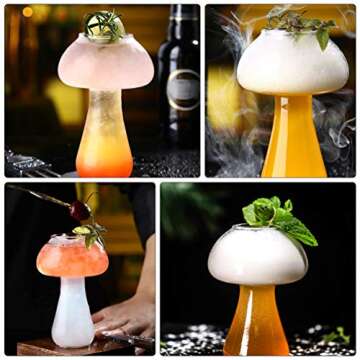 Hemoton Mushroom Glass Cup Creative Mushroom Glasses Drinking Glasses Beverages Mug 280ml Wine Cocktail Glass Juice Cup for Parties Wedding KTV Bar Club
