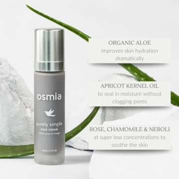 Osmia Organics Natural Purely Simple Face Cream For Sensitive + Reactive Skin | Clean Beauty For Healthy Skin (1.7 oz | 50 ml) NEW PACKAGING