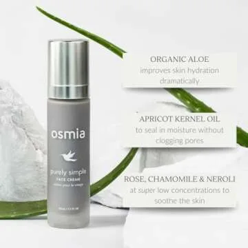 Osmia Organics Natural Purely Simple Face Cream For Sensitive + Reactive Skin | Clean Beauty For Healthy Skin (1.7 oz | 50 ml) NEW PACKAGING