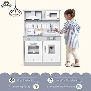 Qaba Play Kitchen with Sink & Ice Machine for Kids