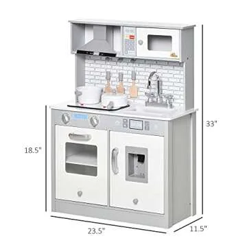 Qaba Play Kitchen with Sink & Ice Machine for Kids
