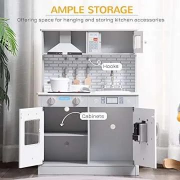 Qaba Play Kitchen with Sink & Ice Machine for Kids