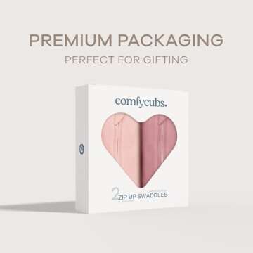 Comfy Cubs Swaddle Blanket Baby Girl Boy Easy Zipper Wrap 2 Pack Newborn Infant Sleep Sack (Large 3-6 Months, Blush, Mauve)
