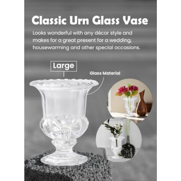 Elegant Large Glass Urn for Weddings and Events Centerpieces
