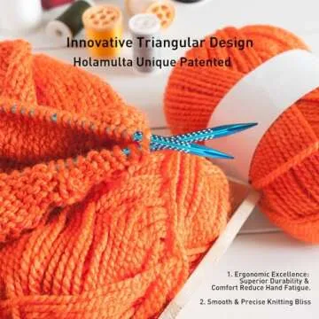 Holamulta Ergonomic Triangular Interchangeable Circular Knitting Needles Set - Ideal for Arthritis & Big Hands (Multi-Colored)
