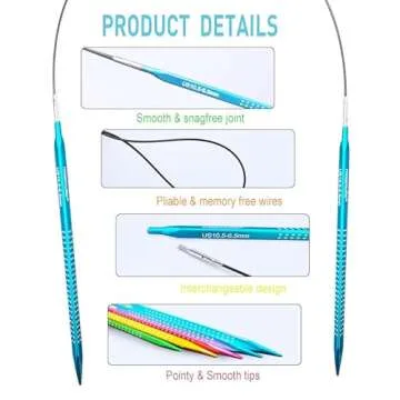 Holamulta Ergonomic Triangular Interchangeable Circular Knitting Needles Set - Ideal for Arthritis & Big Hands (Multi-Colored)