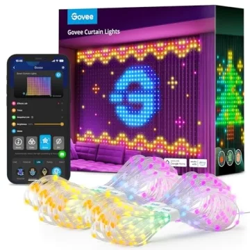 Govee Curtain Lights, Smart LED Window Lights, RGB Color Changing Wall Light, Dynamic DIY Curtain St...