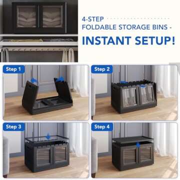 FLEXIMOUNTS Stackable Storage Bins With Lids, Collapsible Plastic Storage Bins, 228 QT-3 Pack Closet...