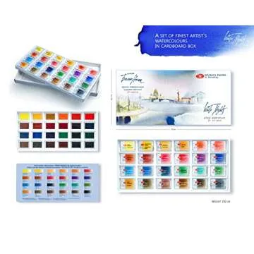White Nights Extra Fine Artists Grade Watercolors Set 24 Full Pans 2,5ml, Cardboard Box by Nevskaya Palitra