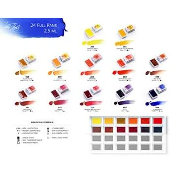 White Nights Extra Fine Artists Grade Watercolors Set 24 Full Pans 2,5ml, Cardboard Box by Nevskaya Palitra