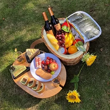 Hap Tim Picnic Basket Set for 4 with Wine Table