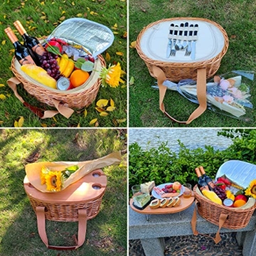 Hap Tim Picnic Basket Set for 4 with Wine Table