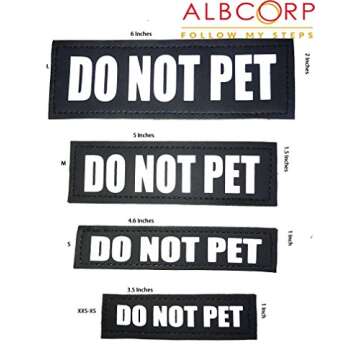 Albcorp Reflective Do Not Pet Patches with Hook Backing for Service Animal Vests /Harnesses Large (6 X 2) Inch