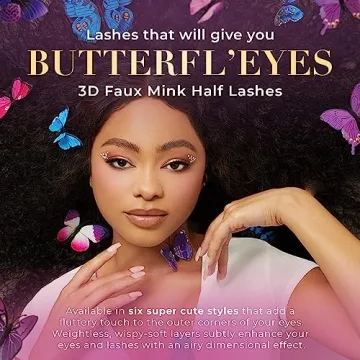 Lilly Lashes Butterfl'eyes Faux Mink Lashes, Half Lashes Natural Look & Feel, False Eyelashes, Reusable Eyelashes 20x, No Trimming + Easy to Apply, Round Style, Lash Glue not Included 13mm (Sassy)