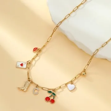 Gold Letter Charm Necklace for Women - Cowgirl Style