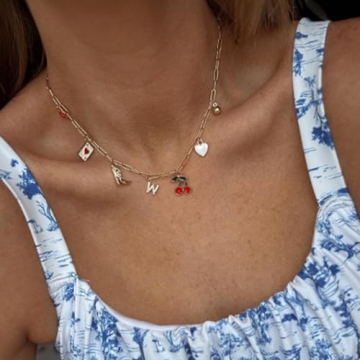 Gold Letter Charm Necklace for Women - Cowgirl Style