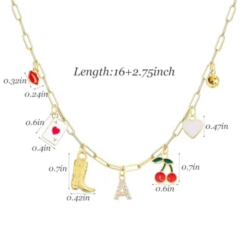 Gold Letter Charm Necklace for Women - Cowgirl Style