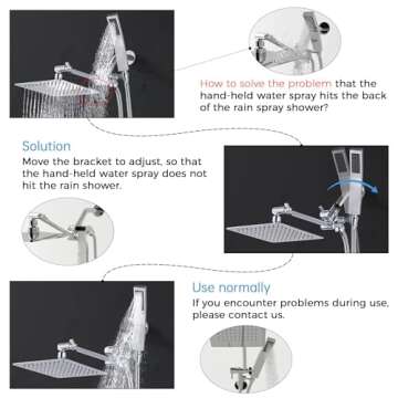 G-Promise All Metal 8 Inch Dual Square Shower Head with Handheld Spray Combo, Rain Shower Head, Adjustable Extension Arm, Smooth 3-Way Diverter, 71 Inch Extra Long Hose - A Bathroom Upgrade (Chrome)