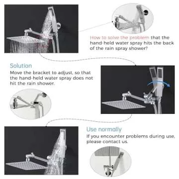 G-Promise All Metal 8 Inch Dual Square Shower Head with Handheld Spray Combo, Rain Shower Head, Adjustable Extension Arm, Smooth 3-Way Diverter, 71 Inch Extra Long Hose - A Bathroom Upgrade (Chrome)