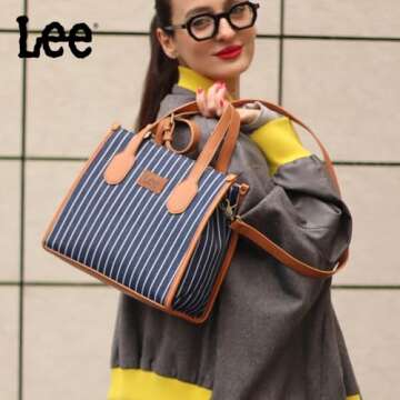 Montana West x Lee Tote Bag for Women - Stylish Top Handle Handbag with Adjustable Strap