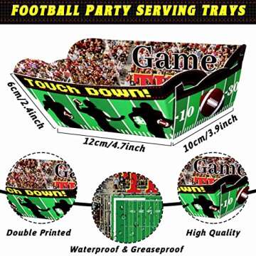 Wiooffen 100 Pieces Football Party Supplies Football Food Paper Trays Serving Disposable and Deli Sh...