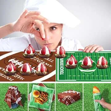 Wiooffen 100 Pieces Football Party Supplies Football Food Paper Trays Serving Disposable and Deli Sheets Rugby Grease Resistant Liner for Sport Game Day Birthday Tailgate Party Supplies