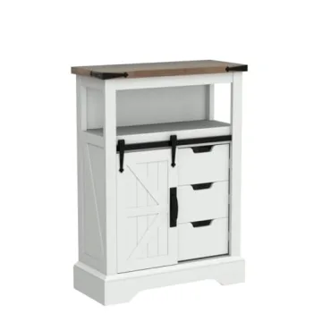 OKD Rustic Bathroom Floor Cabinet with Barn Door