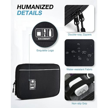 BAGSMART Electronics Organizer Travel Tech Case Black