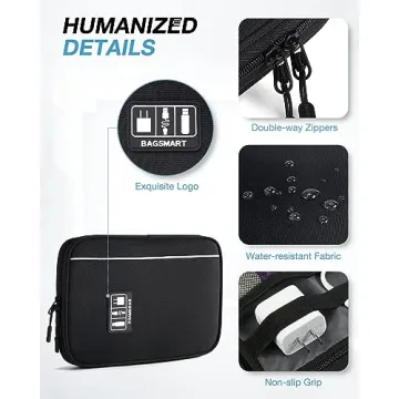 BAGSMART Electronics Organizer Travel Tech Case Black