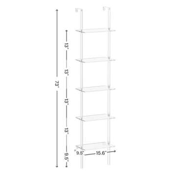 CRTERICX Acrylic Ladder Bookshelf for Small Spaces