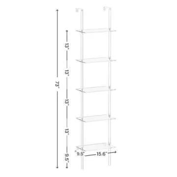 CRTERICX Acrylic Ladder Bookshelf for Small Spaces