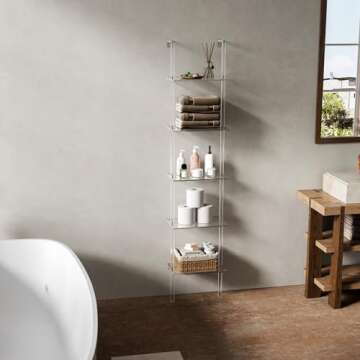 CRTERICX Acrylic Ladder Bookshelf for Small Spaces