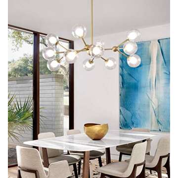 Dellemade Chandelier,Gold Light Fixture for Bedroom,12-Light Ceiling Light Fixture for Dining Room,Living Room,Kitchen