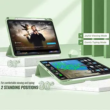 ZryXal New iPad Pro 12.9 Inch Case 2022/2021/2020(6th/5th/4th Gen) with Pencil Holder,Smart iPad Case [Support Touch ID and Auto Wake/Sleep] with Auto 2nd Gen Pencil Charging (Matcha Green)