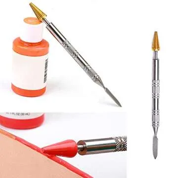 Leather Edge Dye Pen, Double Head, Leather Edge Roller Pen Applicator, Leather Edge Printing Tool, Edge Treatment Roller Pen for Leather Craft DIY Working(Round Head and Tapered Head)