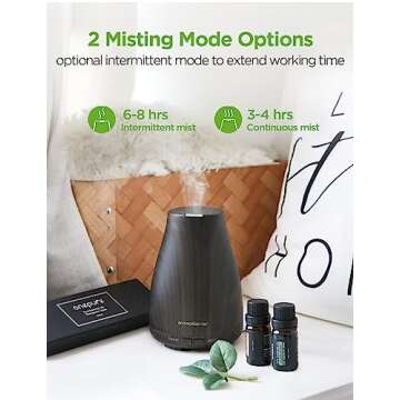 InnoGear Essential Oil Diffuser with Oils, 100ml Aromatherapy Diffuser with 6 Essential Oils Set, Aroma Cool Mist Humidifier Gift Set, Dark Wood Grain