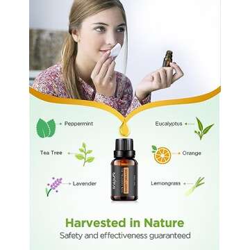 InnoGear Essential Oil Diffuser with Oils, 100ml Aromatherapy Diffuser with 6 Essential Oils Set, Aroma Cool Mist Humidifier Gift Set, Dark Wood Grain