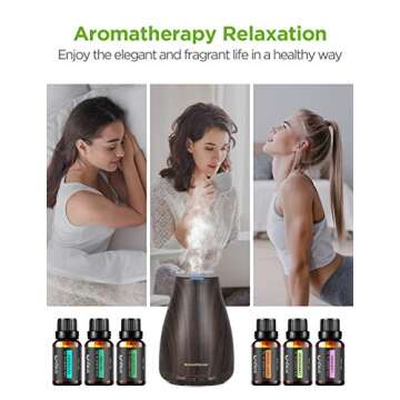InnoGear Essential Oil Diffuser with Oils, 100ml Aromatherapy Diffuser with 6 Essential Oils Set, Aroma Cool Mist Humidifier Gift Set, Dark Wood Grain