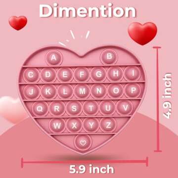 PETBSNVB Pink Heart Shaped Pop Bubble Valentines Fidget Toy with Letters and Numbers, Xmas Gift Sensory Toy with Alphabets Kids Birthday Party Classroom Prize Stress Reliever