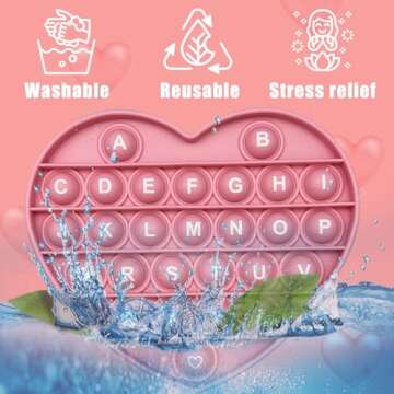 PETBSNVB Pink Heart Shaped Pop Bubble Valentines Fidget Toy with Letters and Numbers, Xmas Gift Sensory Toy with Alphabets Kids Birthday Party Classroom Prize Stress Reliever
