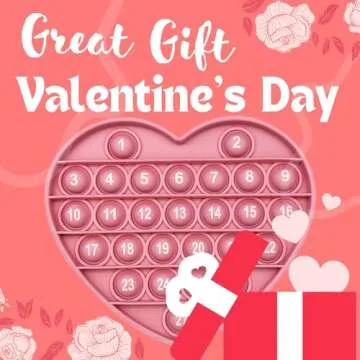 PETBSNVB Pink Heart Shaped Pop Bubble Valentines Fidget Toy with Letters and Numbers, Xmas Gift Sensory Toy with Alphabets Kids Birthday Party Classroom Prize Stress Reliever