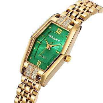 BERNY Gold Watches for Women Dainty Hexagon Ladies Quartz Wrist Watches Stainless Steel Band Fashion...