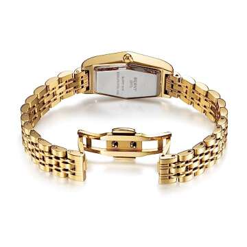 BERNY Gold Watches for Women Dainty Hexagon Ladies Quartz Wrist Watches Stainless Steel Band Fashion Analog Watch Luxury Bracelet(Green Dial)