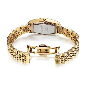 BERNY Gold Watches for Women Dainty Hexagon Ladies Quartz Wrist Watches Stainless Steel Band Fashion Analog Watch Luxury Bracelet(Green Dial)