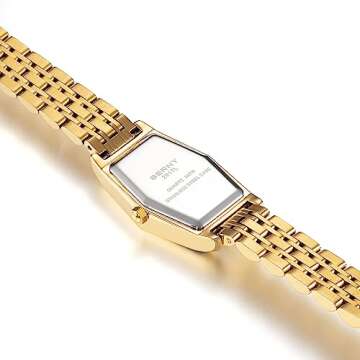 BERNY Gold Watches for Women Dainty Hexagon Ladies Quartz Wrist Watches Stainless Steel Band Fashion Analog Watch Luxury Bracelet(Green Dial)