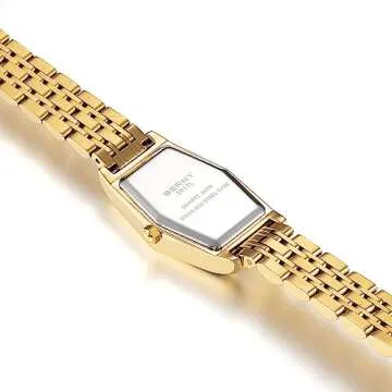 BERNY Gold Watches for Women Dainty Hexagon Ladies Quartz Wrist Watches Stainless Steel Band Fashion Analog Watch Luxury Bracelet(Green Dial)